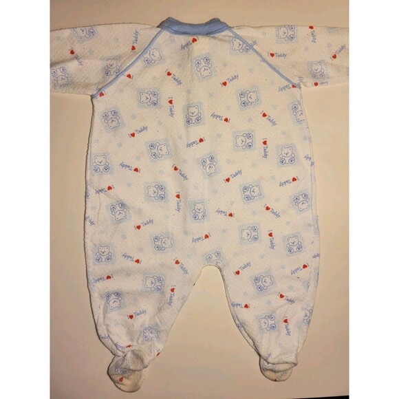 Royal Heir Baby Teddy Bear Sleeper White Large Blue Red Snaps Footies Pajama USA - Picture 9 of 16